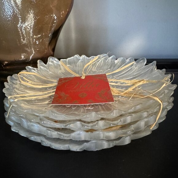 Sunflower Shape Plate Set Glass Glazed Cream Made in Turkey Villa Collection - Picture 4 of 13